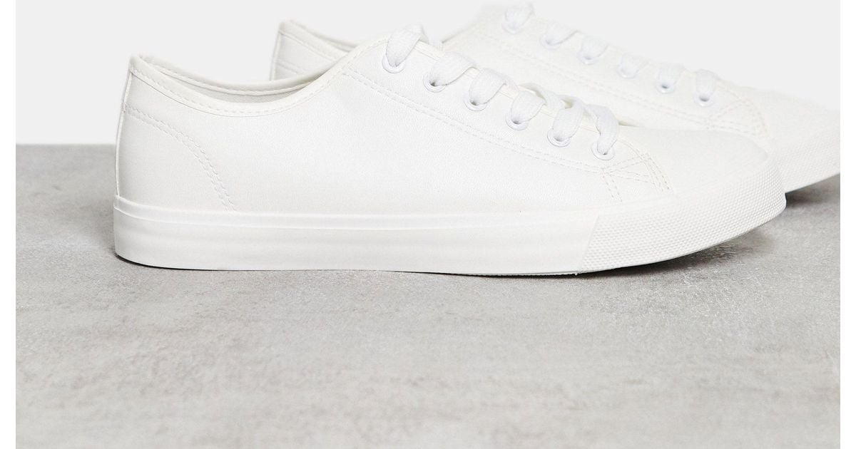 French Connection Pu Plimsoll Trainers in White for Men Lyst UK