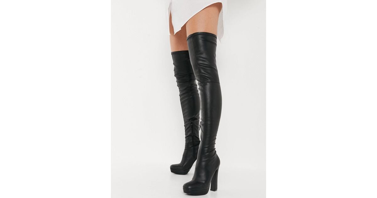 asos design kira platform over the knee boots in black