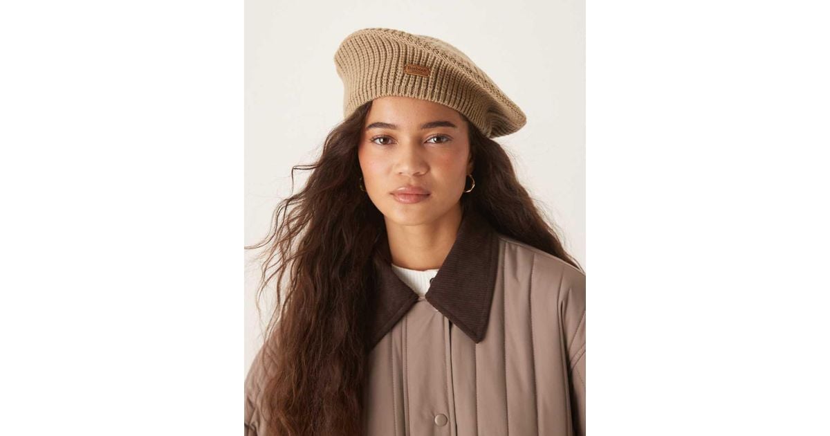 Barbour Beldon Beret Beanie Hat in Brown Lyst UK