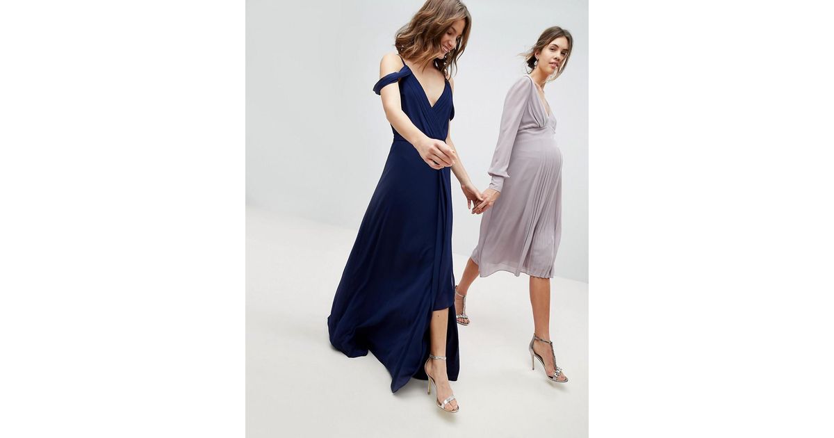 tfnc bridesmaid exclusive cami wrap maxi dress with fishtail