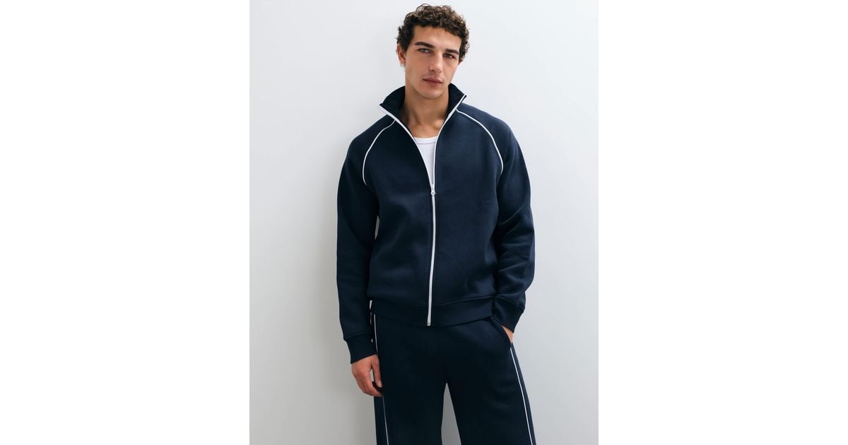 ASOS Relaxed Track Jacket Co-ord With Piping in Blue for Men | Lyst