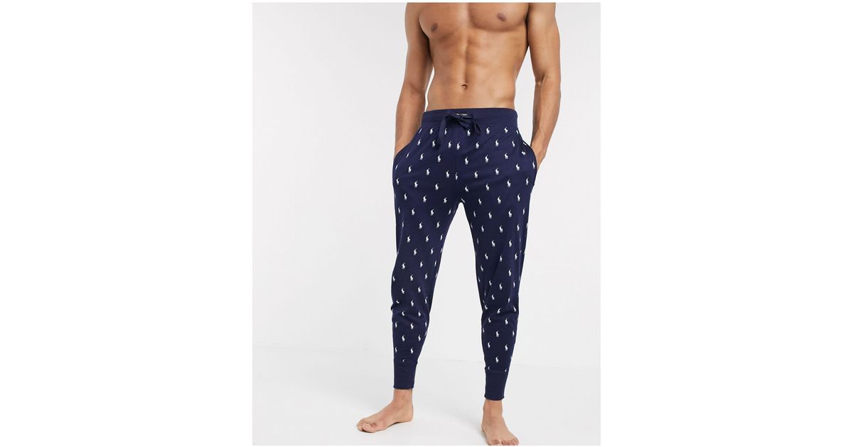 Polo Ralph Lauren Pony Print Pajama Jogger Pants in Blue for Men