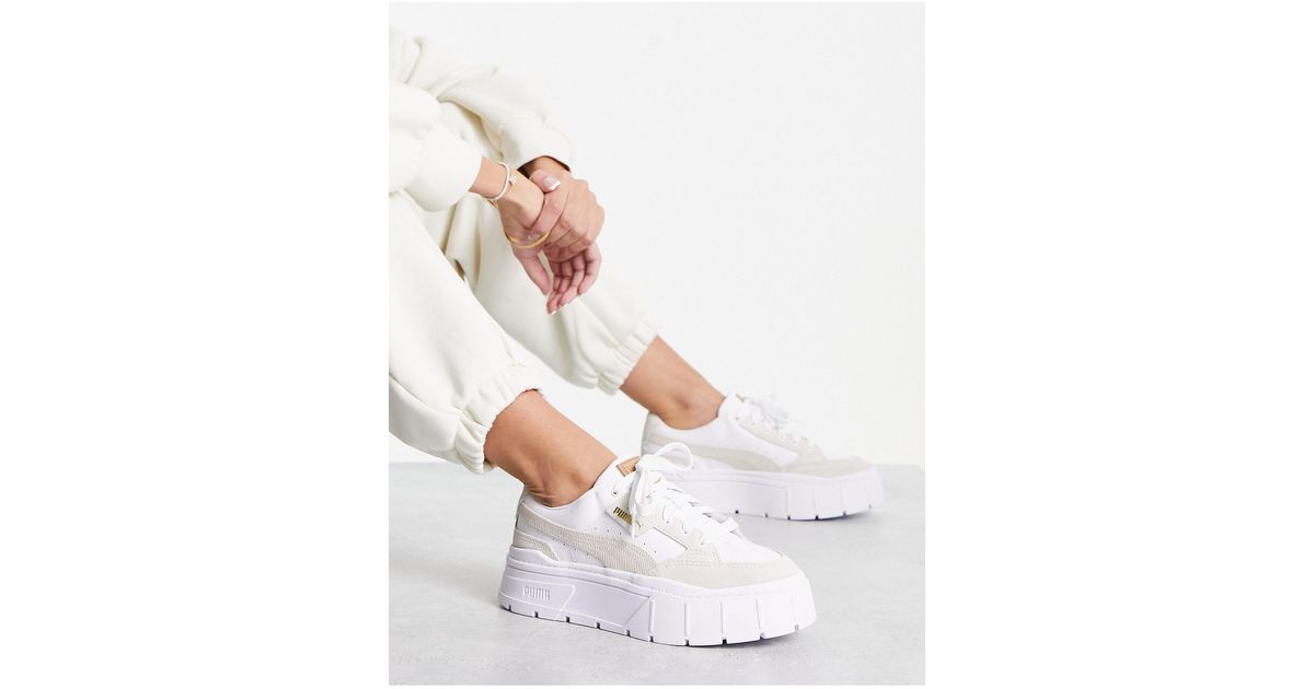 PUMA Mayze Stack Cord Detail Sneakers in White | Lyst
