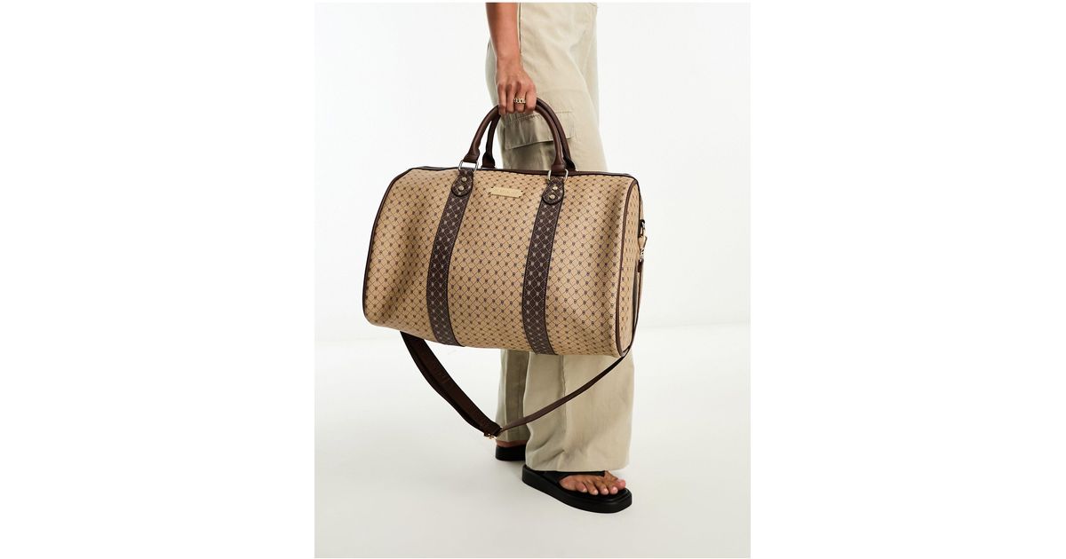 River Island Monogram Weekend Bag in Natural Lyst