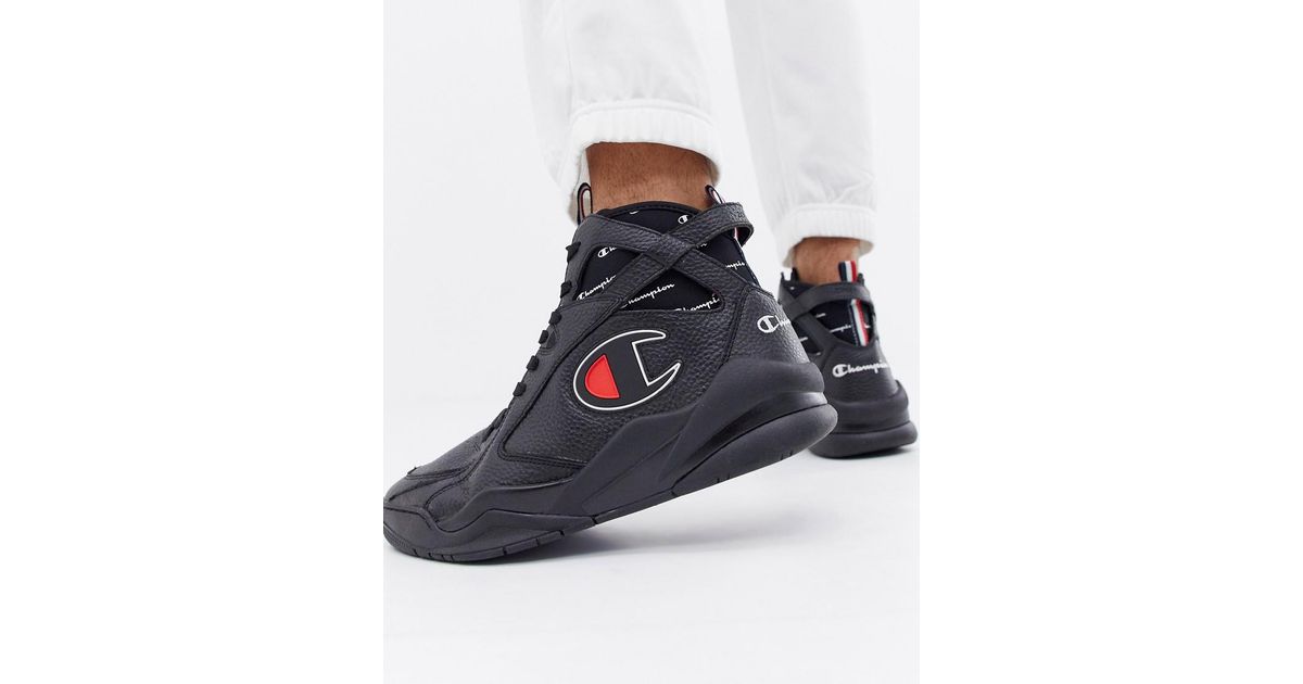 Champion Zone 93 High Leather Sneakers In Black for Men | Lyst