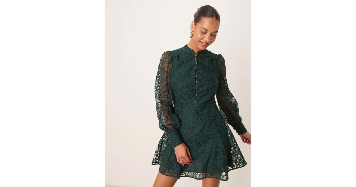 forever new green lace dress Kody Satin Lace Asym Dress Olive Green main image 1