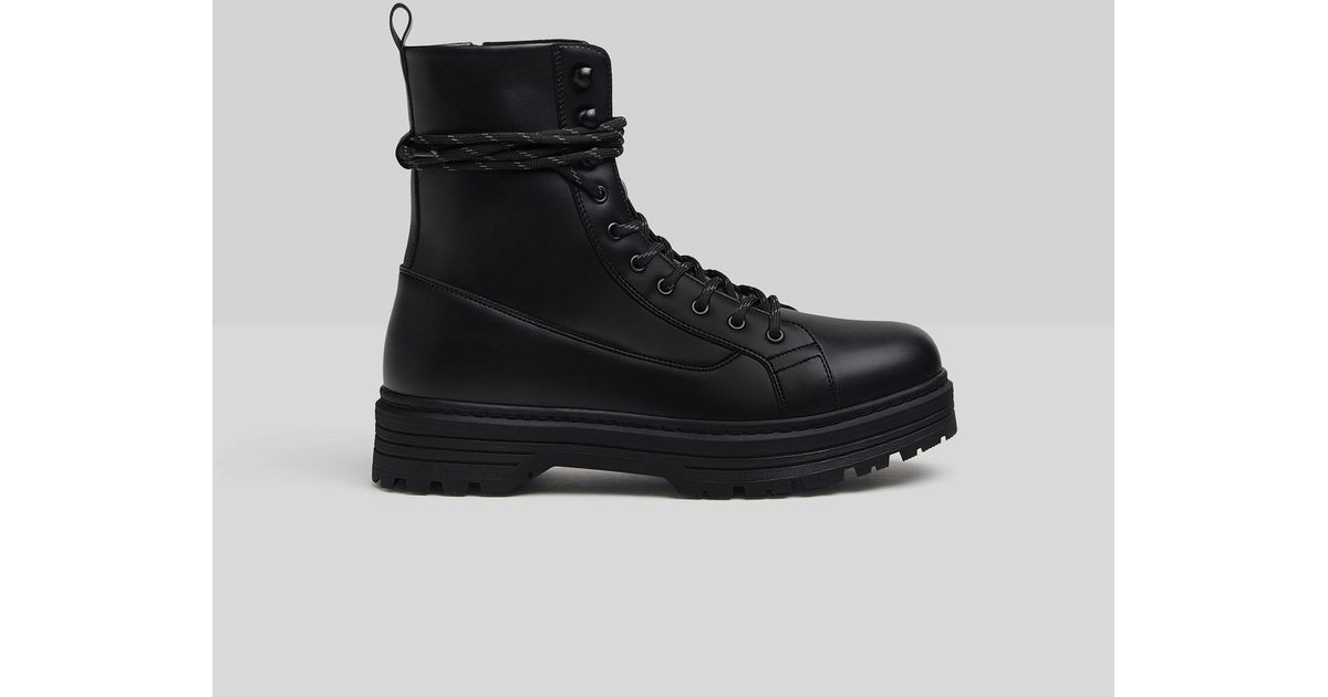 Bershka Lace Up Boots in Black for Men | Lyst