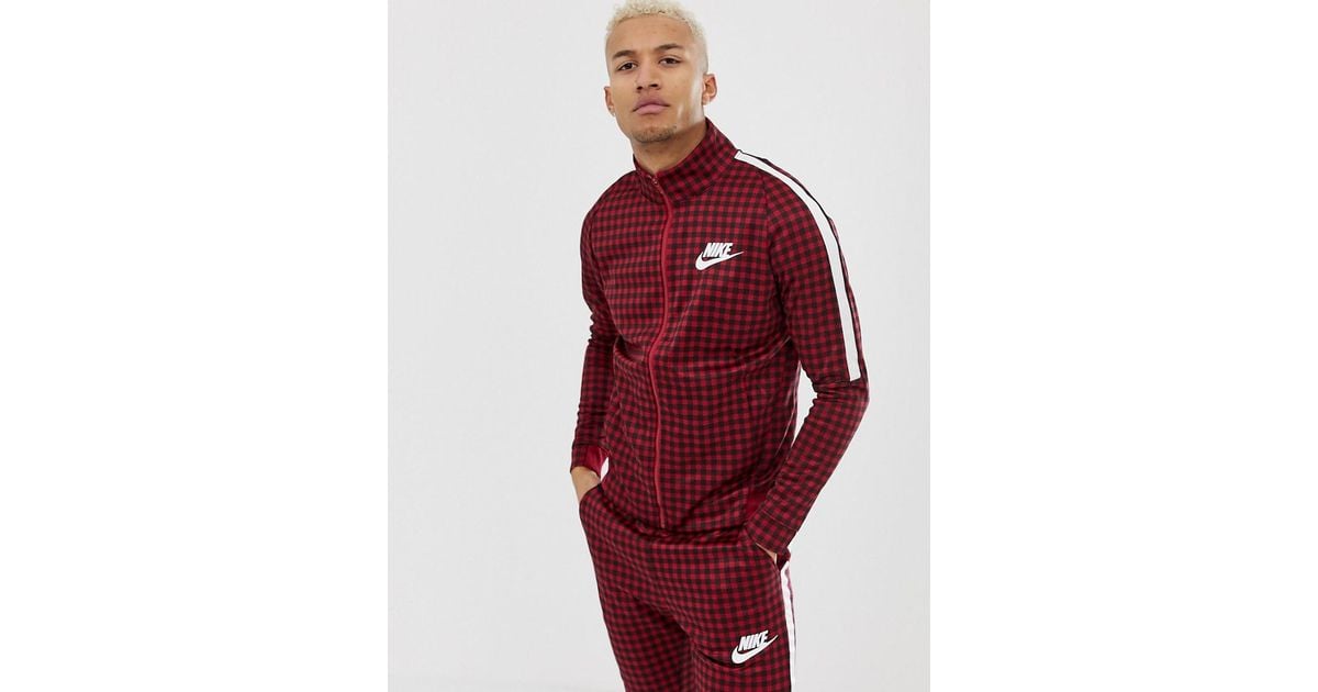 Nike Gingham Check Track Jacket In Red Bq0675-618 for Men | Lyst UK