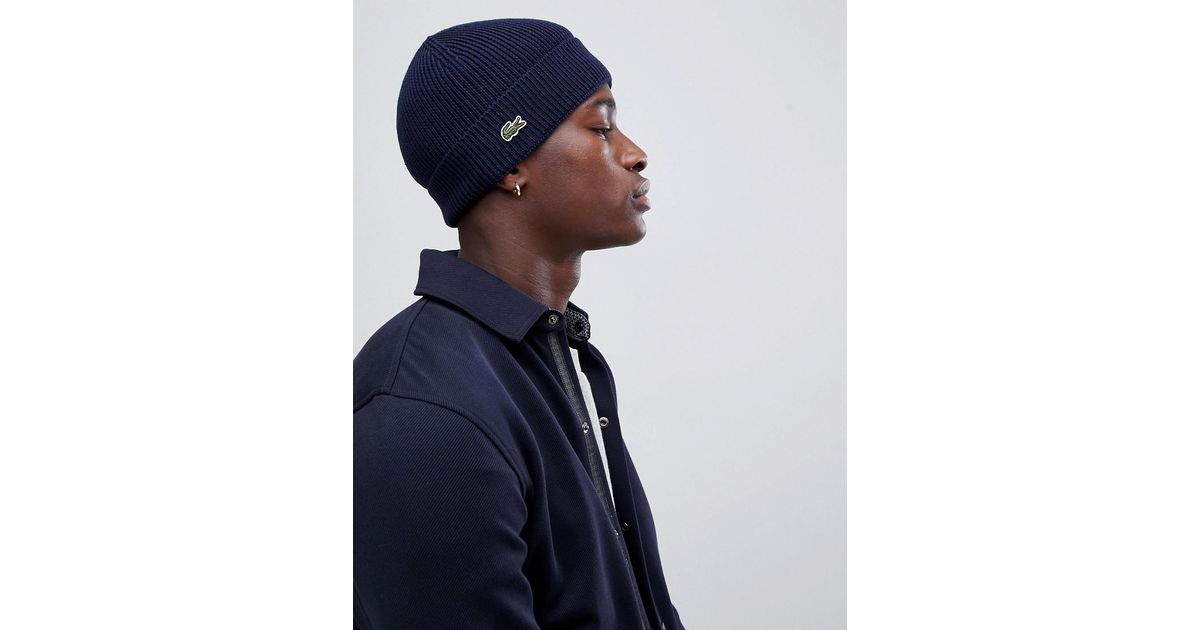 lacoste beanie navy