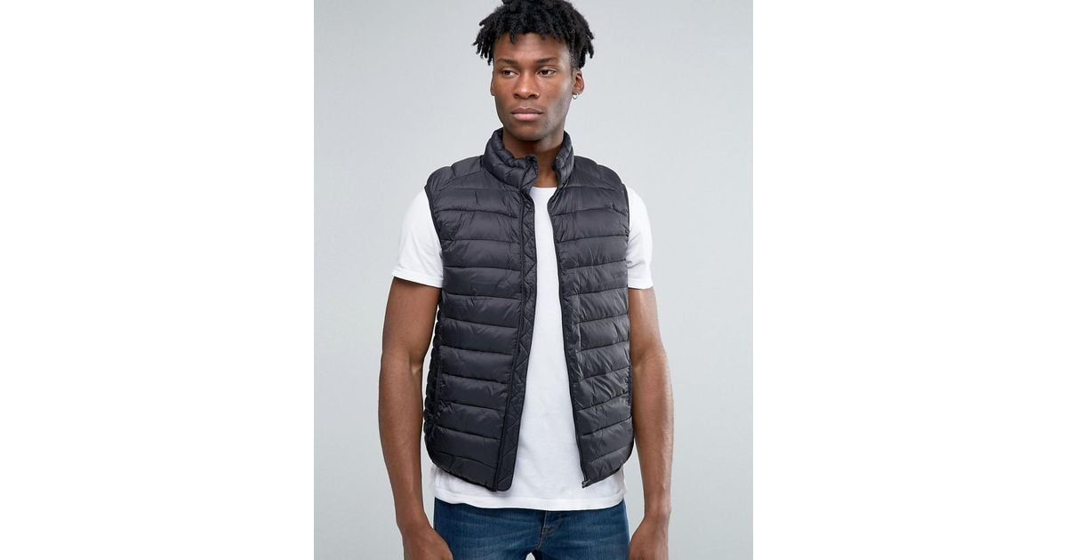 Pull Bear Padded Gilet In Black for men