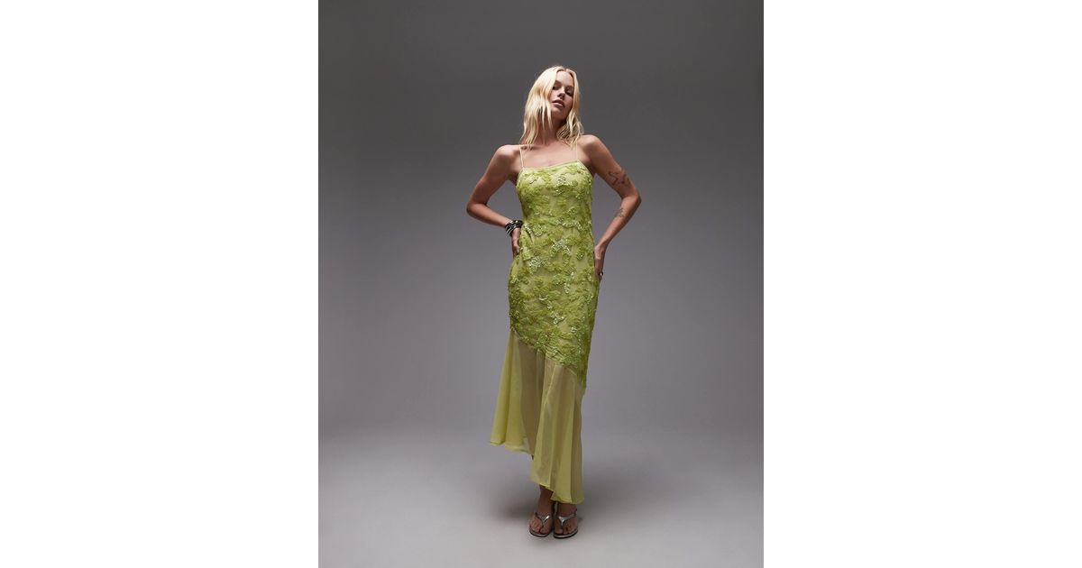 TOPSHOP Embellished Godet Hem Cami Dress in Green | Lyst TOPSHOP Embellished Godet Hem Cami Dress in Green | Lyst