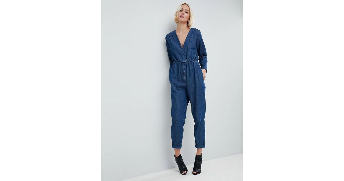 dark wash denim jumpsuit