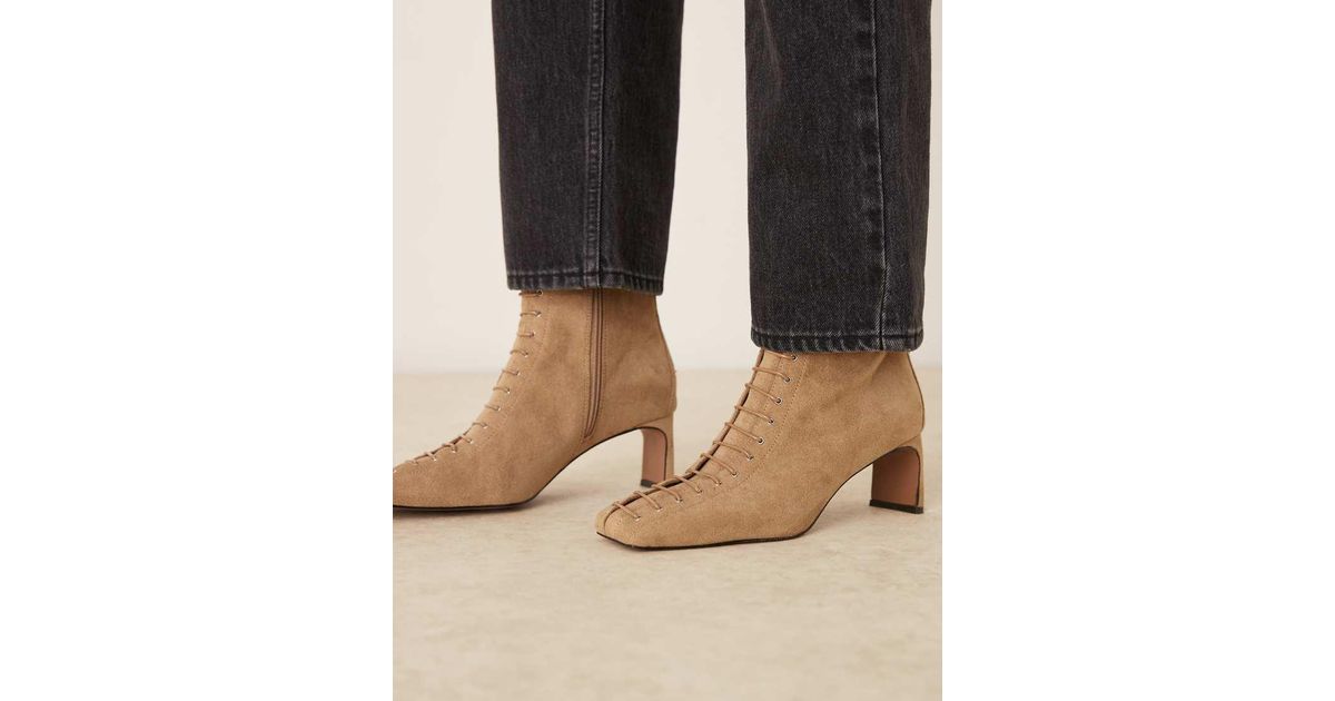 Joe Browns Paisley Embossed Velvet Ankle Boots With Ribbon Laces