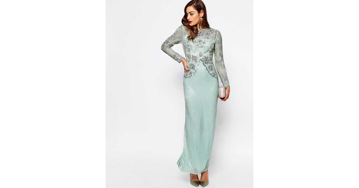 slim fit dress slacks Green Embellished Cap Sleeve High Neck A-Line Ball Gown