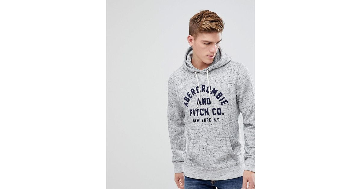 Abercrombie & Fitch Large Front Flock Logo Hoodie In Grey Marl in Gray for  Men | Lyst