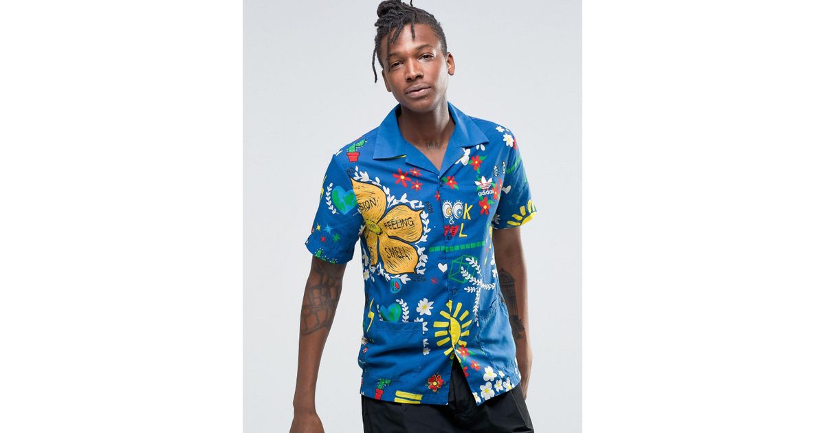 adidas Originals X Pharrell Doodle Short Sleeved Shirt Ao2985 in Blue for  Men | Lyst