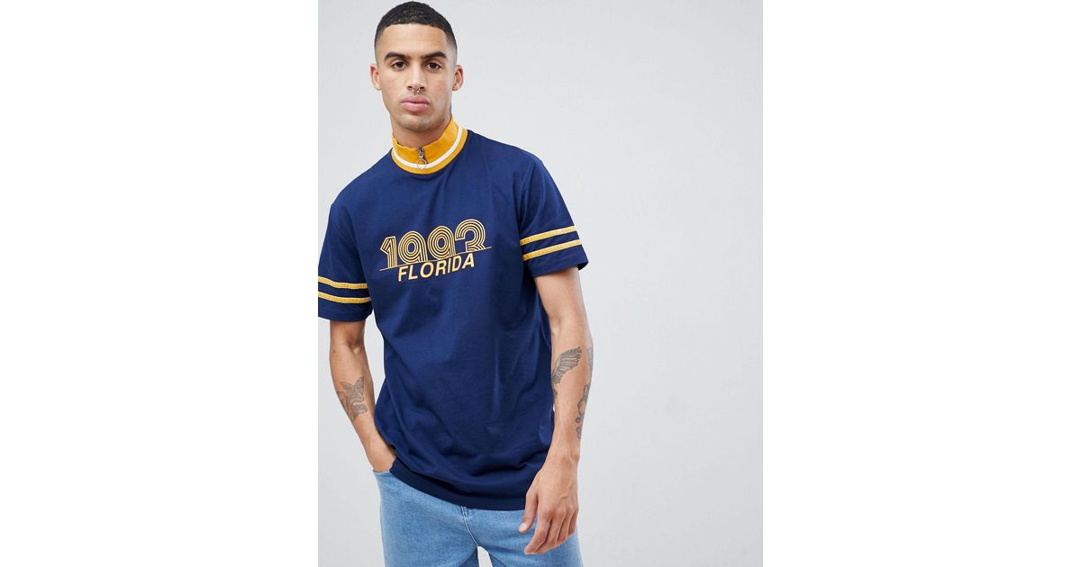 Download ASOS Relaxed Longline T-shirt With Mock Zip Neck And 1993 ...