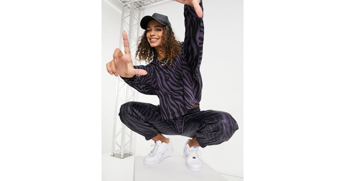 nike icon clash purple zebra print sweatshirt