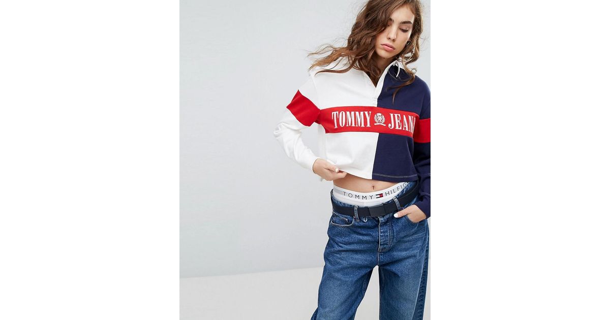 tommy jeans cropped rugby shirt