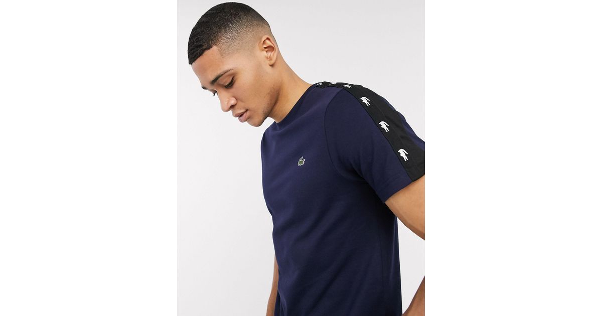 Lacoste Sport Lacoste – T-Shirt mit Zierband an der Schulter in Blau für  Herren | Lyst DE
