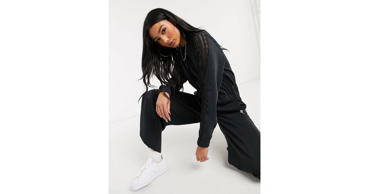 adidas Originals Bellista Lace Insert Jumpsuit in Black Lyst