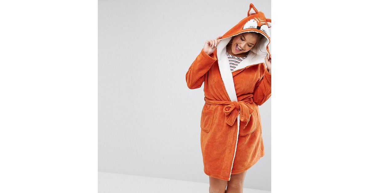 ASOS Novelty Fox Robe in Brown Lyst