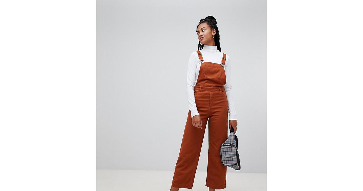 Monki Denim Wide Leg Dungarees With 