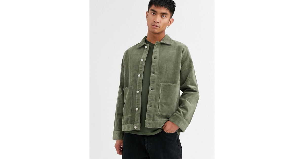 Weekday – Shore – e Cord-Jacke in Grün 