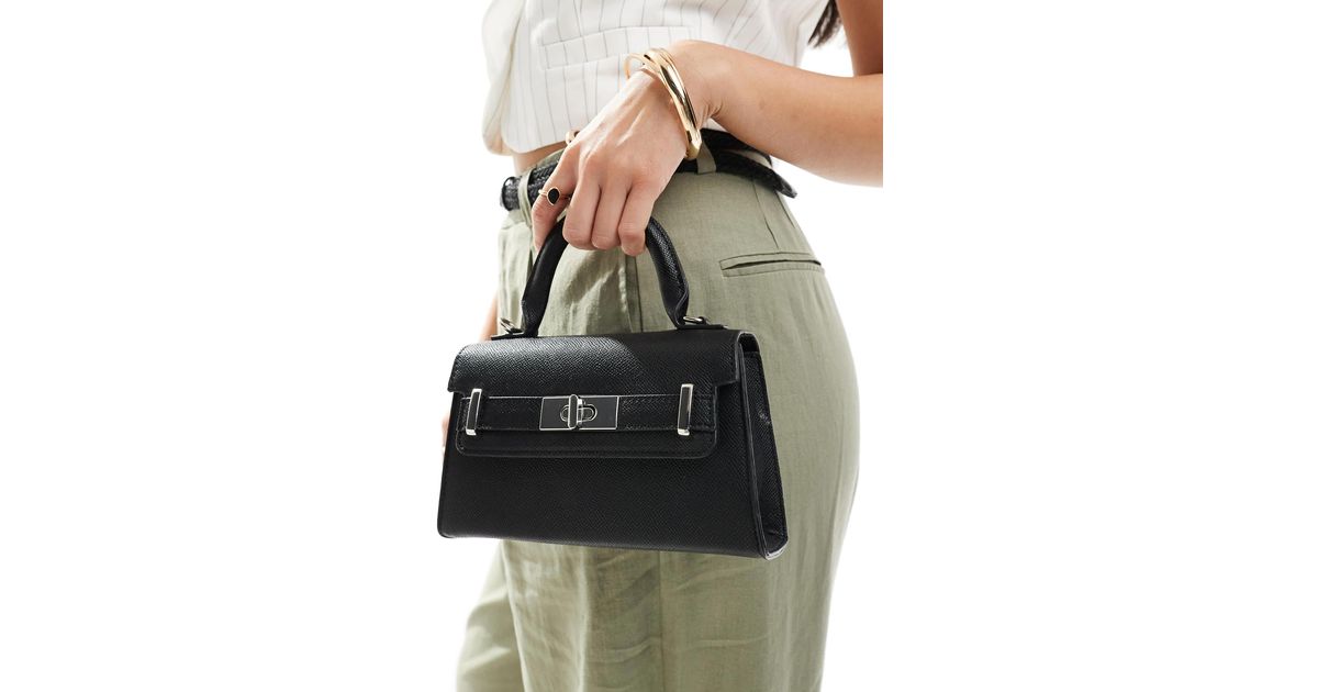 Stradivarius Square Small Top Handle Bag in Black | Lyst
