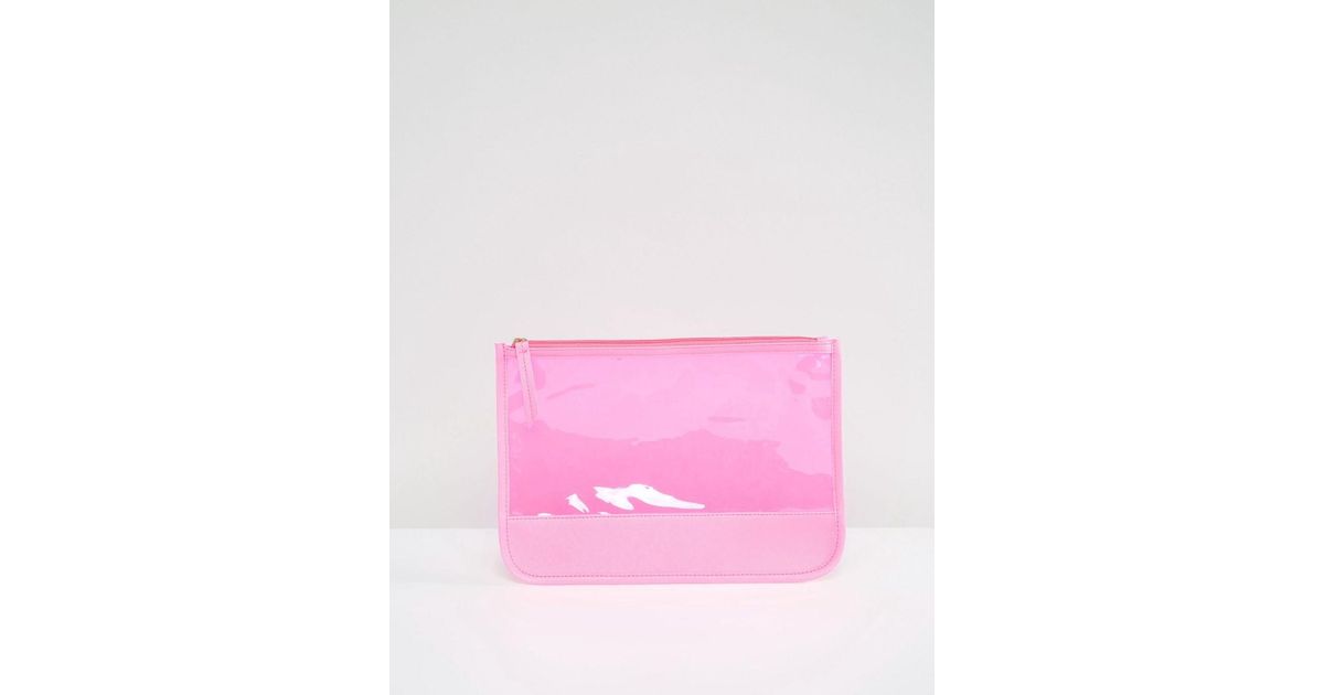 neon pink clutch bag