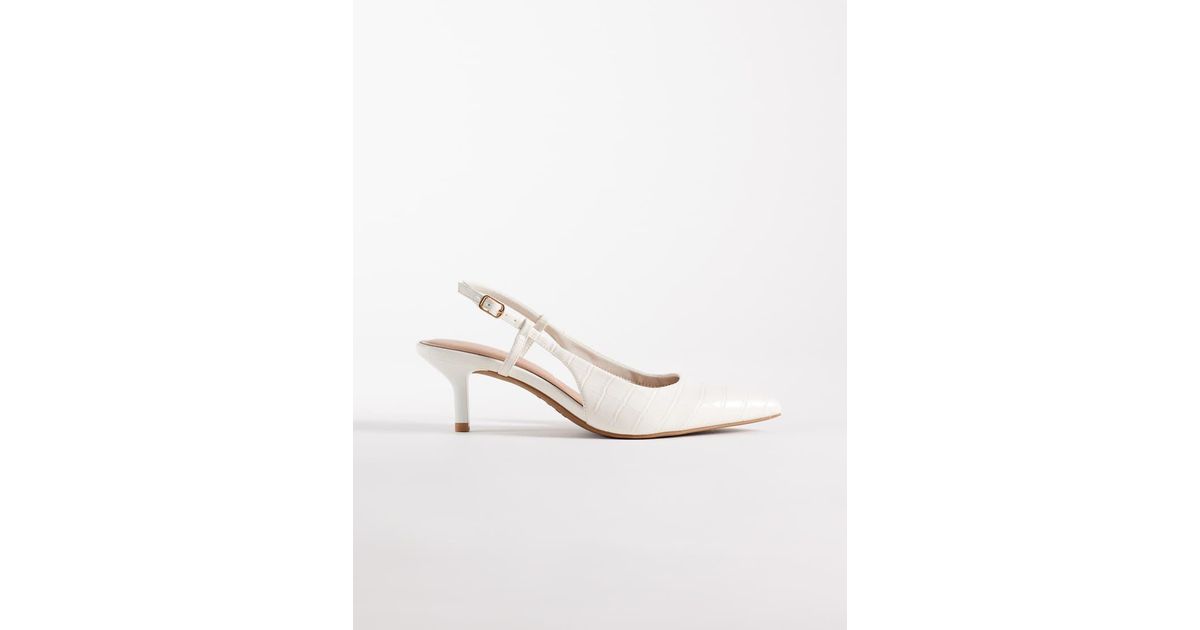 New Look Kitten Heel Slingback Shoes in White | Lyst UK