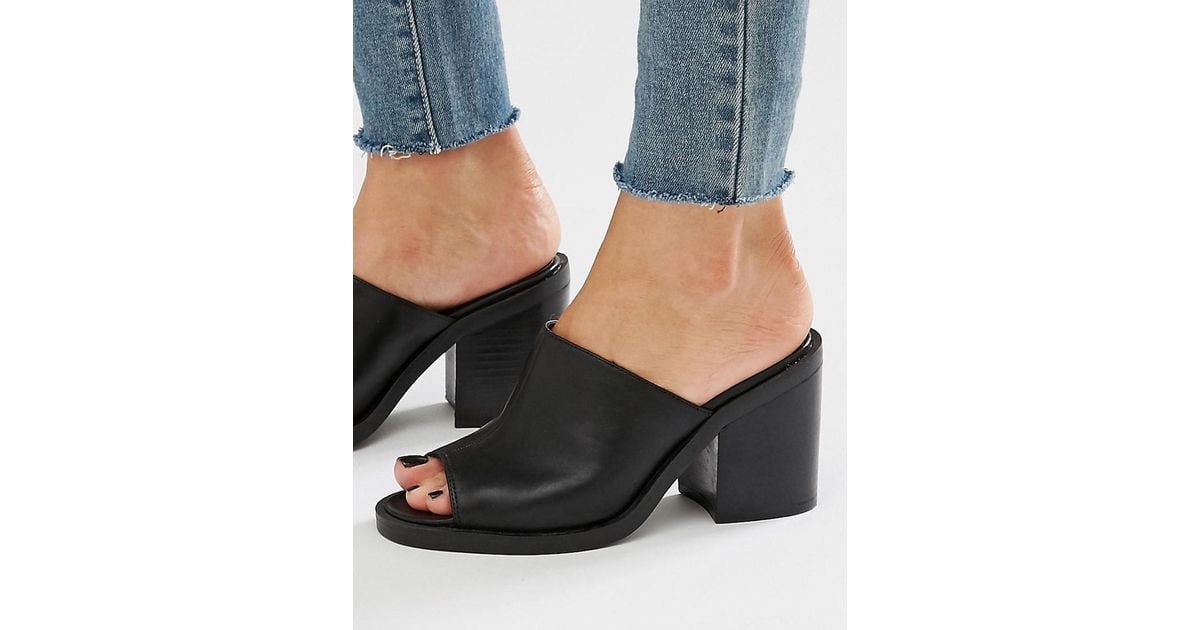 block heel black mules