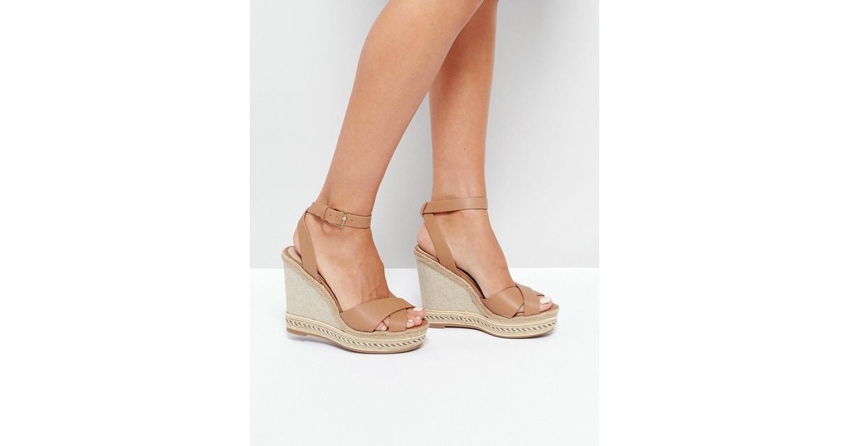 tan strap wedges