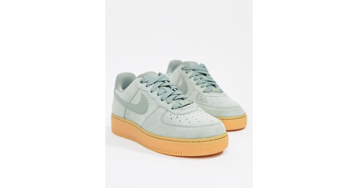 Nike green air force 1 trainers with gum sole sales