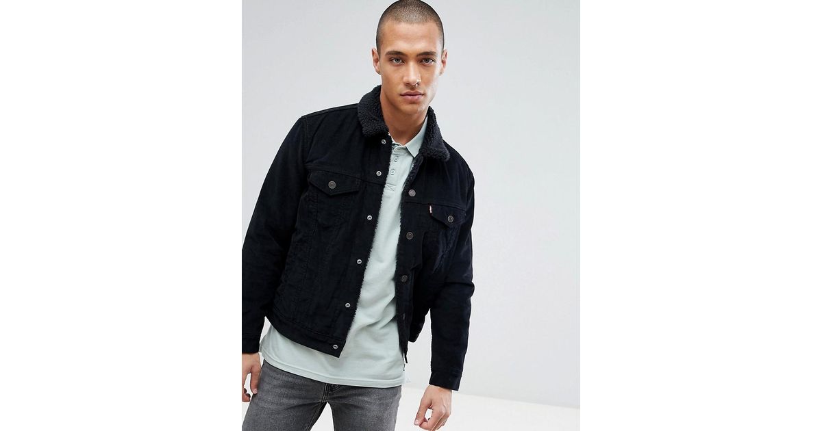 levi's type 3 borg trucker jacket black cord