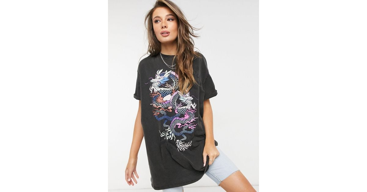 Bershka Acid Wash Bershka Tee Shirt Dragon Mini Robe Robe Dragon
