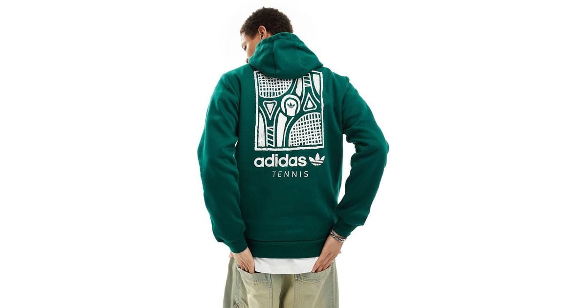 adidas Originals Tennis Graphic Hoodie With Back Print in Green for Men Lyst UK