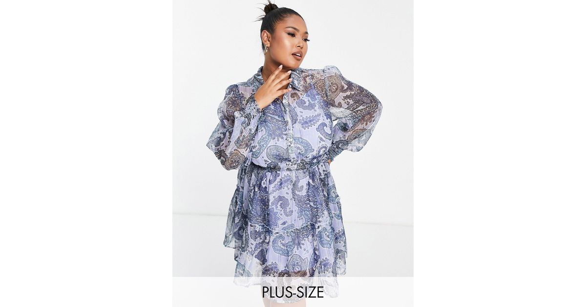River Island Paisley Print Shift Mini Dress in Blue Lyst UK