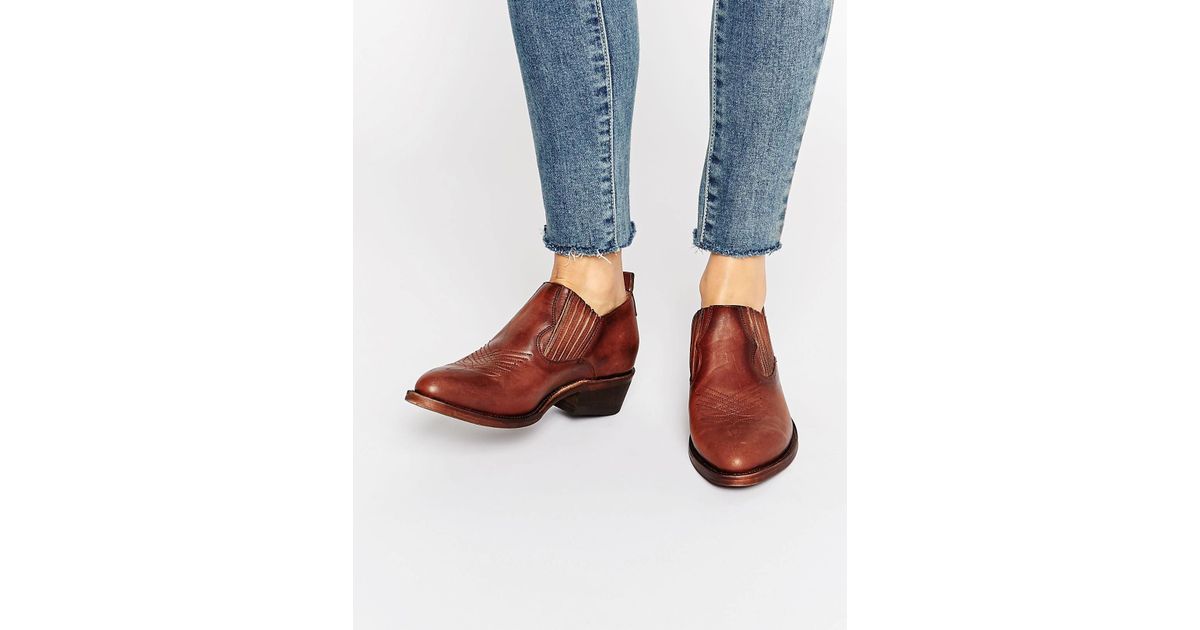 Frye Billy Shootie Western Leather Shoe Boots in Cognac (Brown) | Lyst