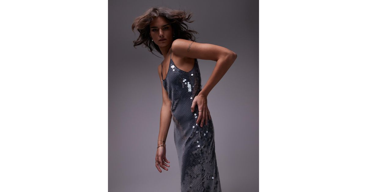 topshop blue sequin dress Topshop Curve maxi sequin dress in cobalt