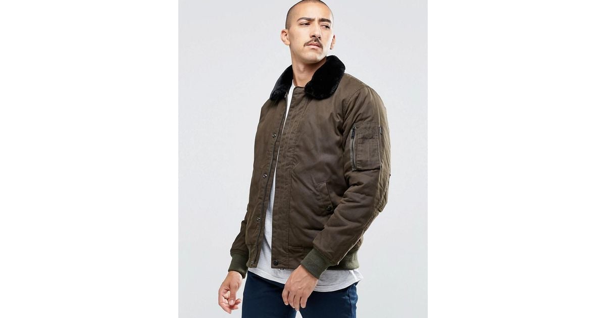 Carhartt WIP Stanley Bomber Jacket With Faux Fur Collar in Green for Men -  Lyst