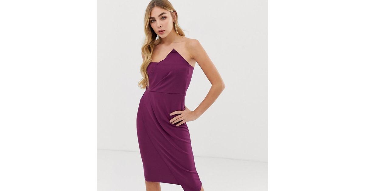 bandeau origami midi dress