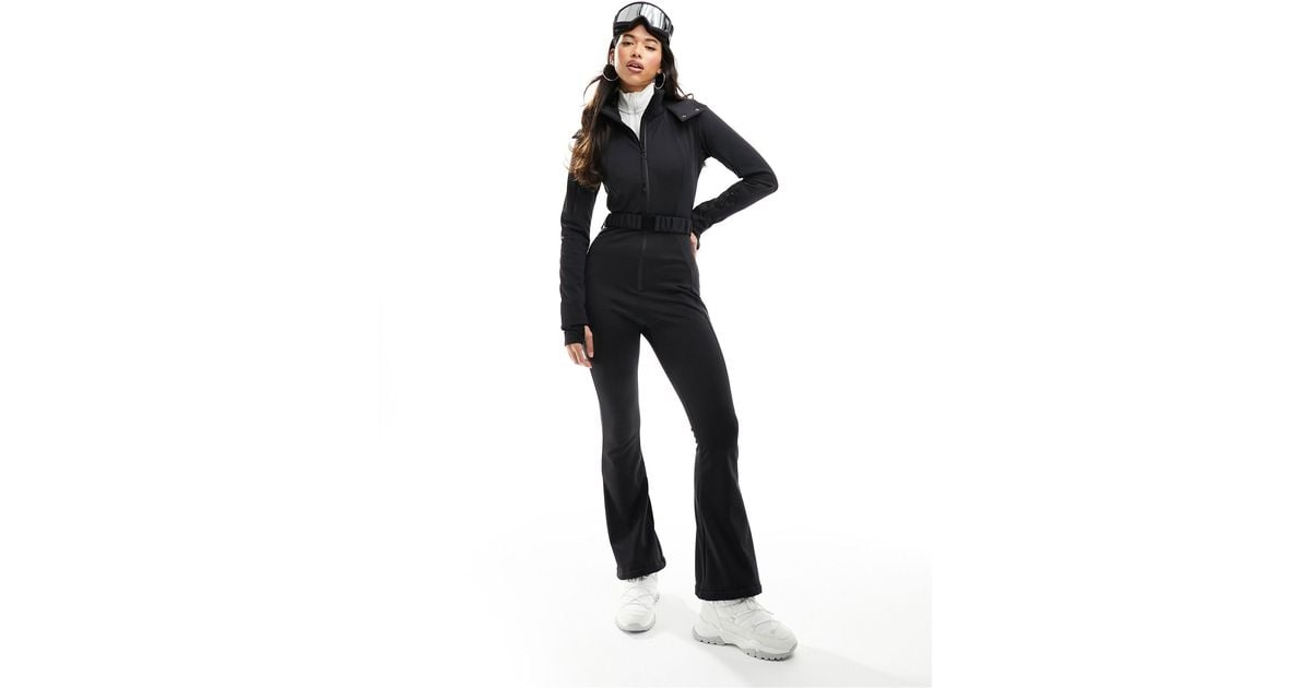 ASOS 4505 Ski Water Repellent Belted Ski Suit With Faux Fur Hood in Black