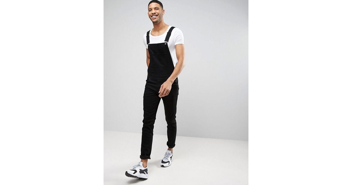 ASOS Skinny Denim Overalls In Black for Men Lyst Australia