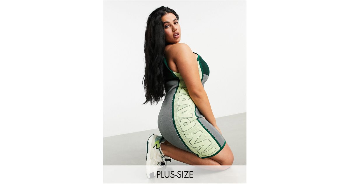 Ivy Park Adidas X Plus Knitted Midi Dress in Green
