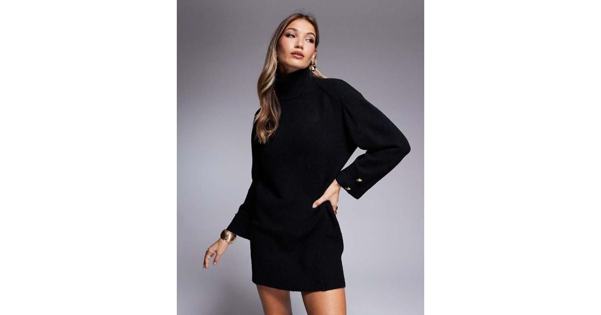 River Island Roll Neck Mini Jumper Dress in Black Lyst UK