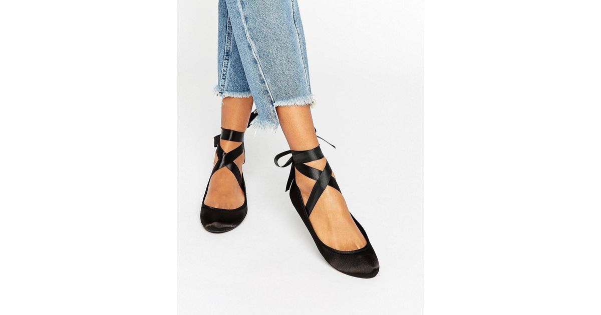 ASOS Lydia Ribbon Ballet Flats in Black Lyst