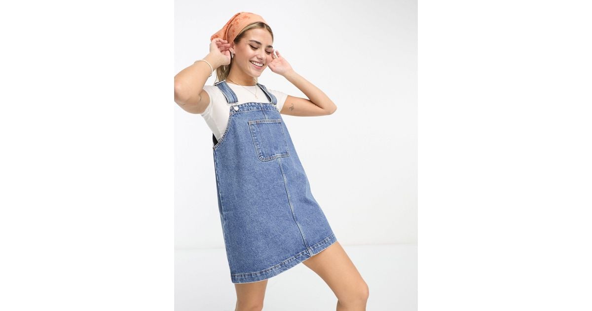 Monki denim dungaree clearance dress