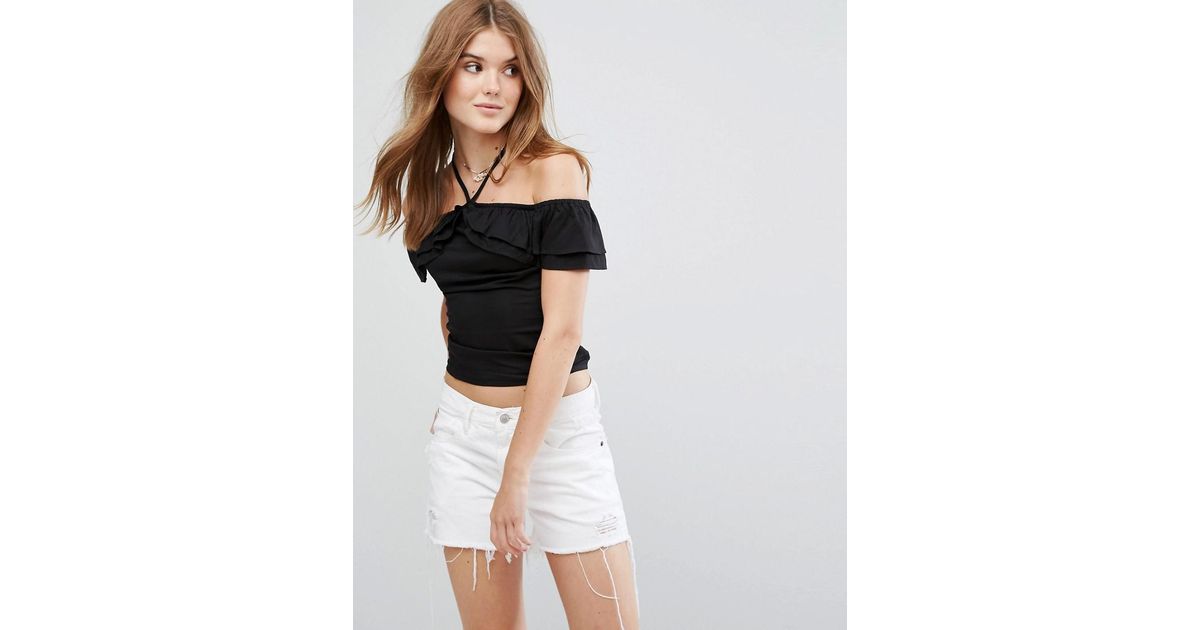 hollister black off the shoulder top