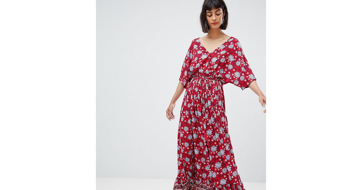wide sleeve maxi dress